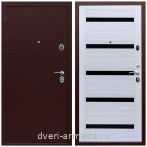Антивандальные для квартир, Дверь входная Армада Люкс Антик медь / МДФ 16 мм СБ-14 Сандал белый стекло черное