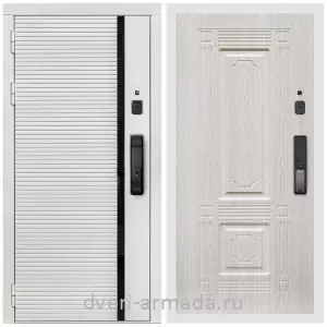 Двери МДФ для квартиры, Умная входная смарт-дверь Армада Каскад WHITE МДФ 10 мм Kaadas K9 / МДФ 16 мм ФЛ-2 Дуб белёный