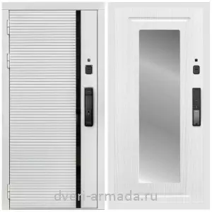 Заводские входные двери, Умная входная смарт-дверь Армада Каскад WHITE МДФ 10 мм Kaadas K9 / МДФ 16 мм ФЛЗ-120 Ясень белый