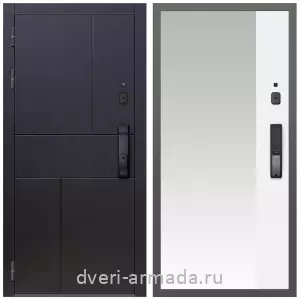 Двери МДФ для квартиры, Умная входная смарт-дверь Армада Оникс МДФ 10 мм Kaadas K9 / МДФ 16 мм ФЛЗ Панорама-1 Белый матовый