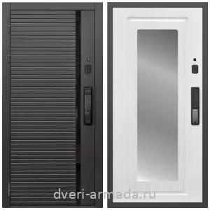 Одностворчатые входные двери, Умная входная смарт-дверь Армада Каскад BLACK МДФ 10 мм Kaadas K9 / МДФ 16 мм ФЛЗ-120 Ясень белый