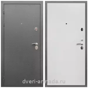Входные двери МДФ для офиса, Дверь входная Армада Оптима Антик серебро / МДФ 10 мм Гладкая Белый матовый