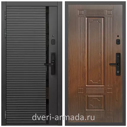 Умная входная смарт-дверь Армада Каскад BLACK МДФ 10 мм Kaadas S500  / МДФ 6 мм ФЛ-2 Мореная береза