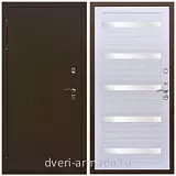 Дверь входная уличная в дом Армада Термо Молоток коричневый/ МДФ 16 мм СБ-14 Сандал белый стекло