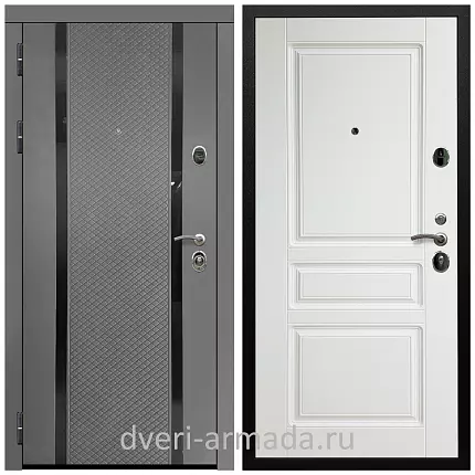Дверь входная Армада Престиж Черная шагрень МДФ 16 мм Графит абсолют софт / МДФ 16 мм ФЛ-243 Белый матовый